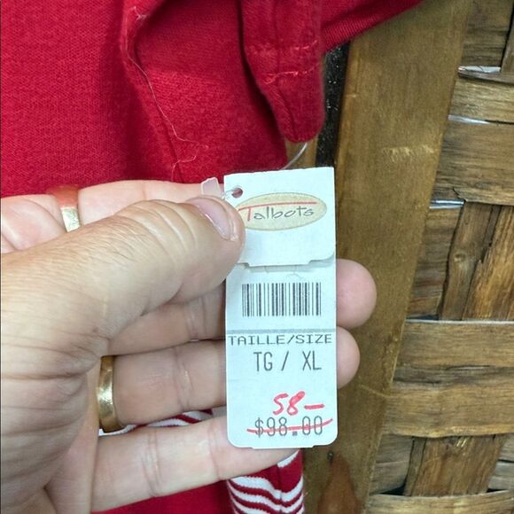 New NOS vintage Talbots Red Dress with White Stripes - Picture 3 of 4